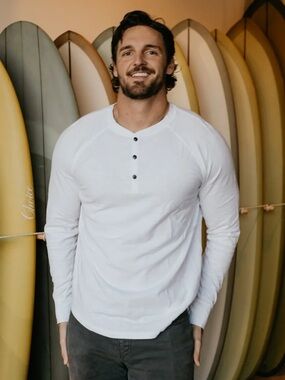 Good Man Brand White Long Sleeve Henley Shirt